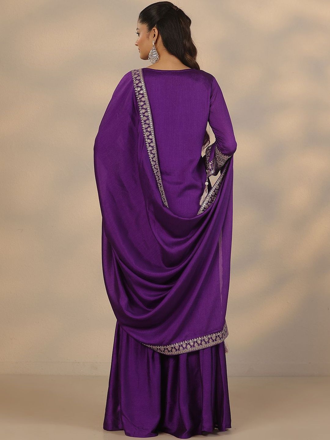 Dhiyona LL Women Ethnic Motifs Embroidered Regular Kurta with Sharara & With Dupatta