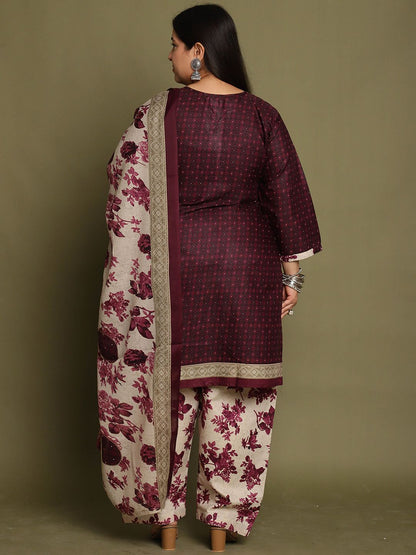 Dhiyona KL Women Geometric Printed V-Neck Regular Kurti with Salwar & Dupatta