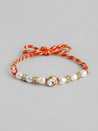 Dhiyona Unisex Set of 2 Beaded Bhai Bhabhi Rakhis With Roli & Chawal