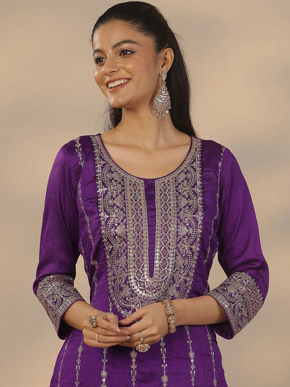 Dhiyona LL Women Ethnic Motifs Embroidered Regular Kurta with Sharara & With Dupatta