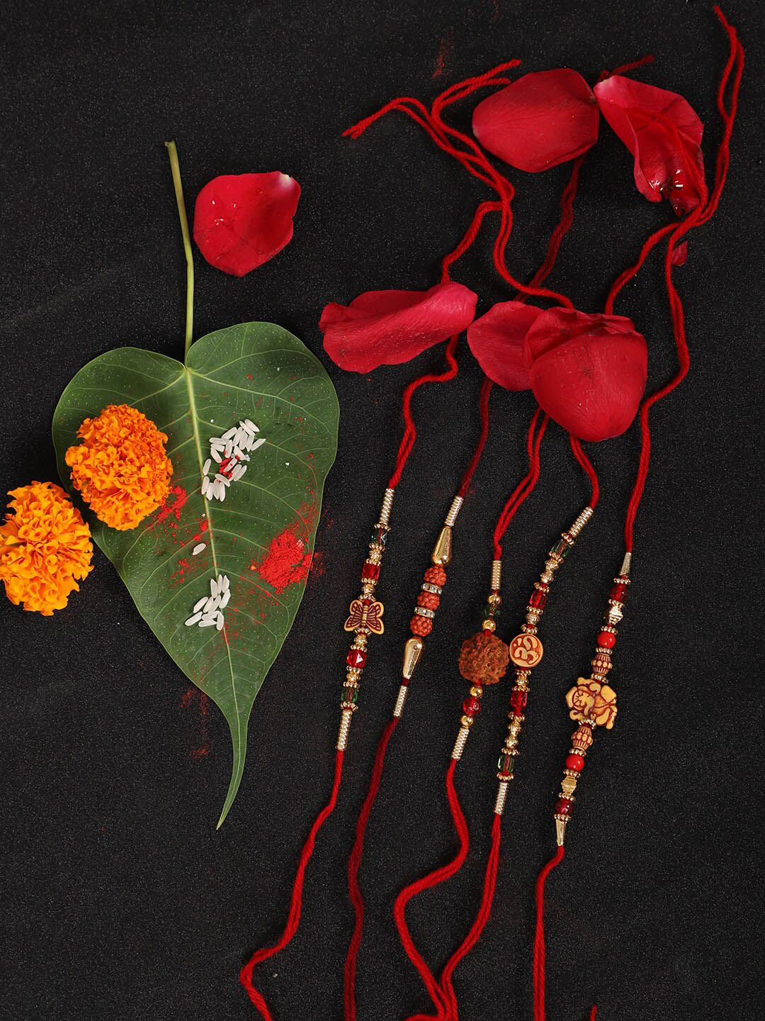 Dhiyona Set Of 5 Beaded Rakhi