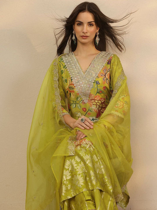 Dhiyona LL Women Floral Printed Kurta with Palazzo & Dupatta