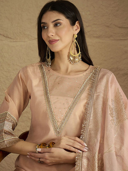Dhiyona VA Women Solid Kurta with Palazzo & Dupatta