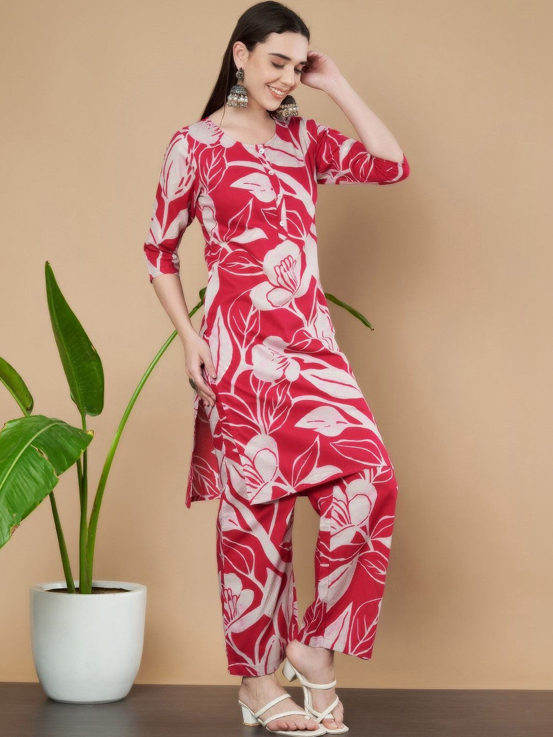 Women Floral Printed Regular Pure Cotton Kurta with Palazzos