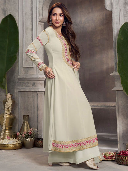Dhiyona IN Women Floral Embroidered Anarkali Kurta with Palazzo & Dupatta
