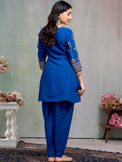 Dhiyona CH Women Ethnic Motifs Embroidered Regular Thread Work Kurta with Patiala & With Dupatta
