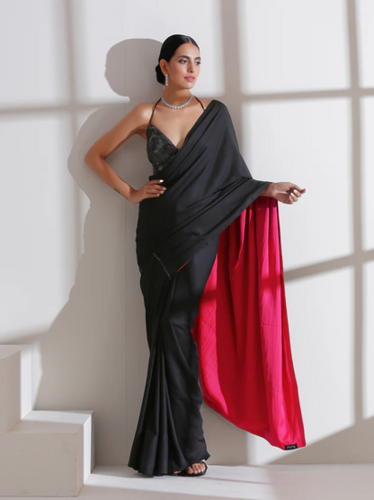 Dhiyona ST Fuchsia Black Surprise Saree
