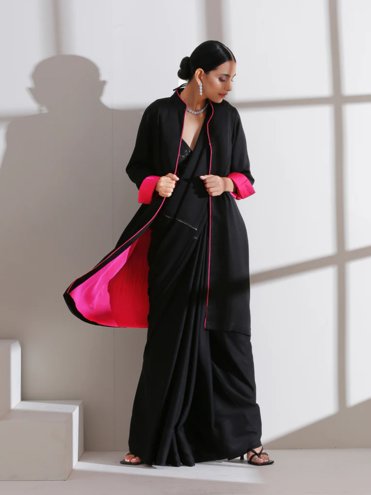 Dhiyona ST Black Jacket with Fuchsia Surprise
