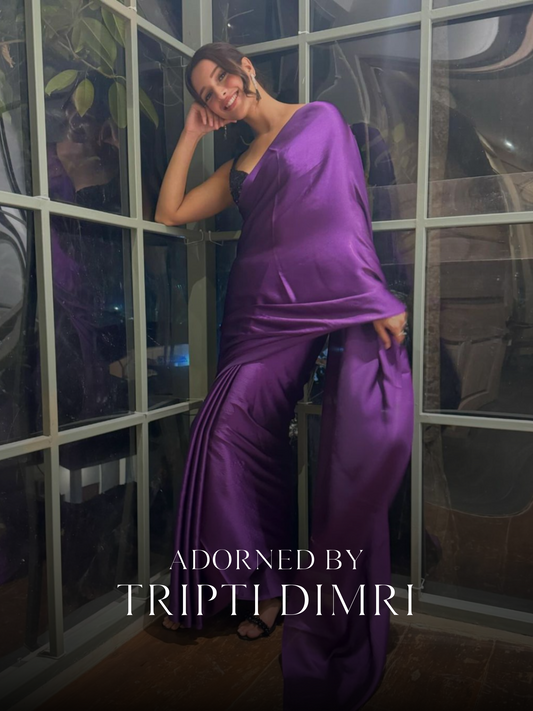 Dhiyona ST Royal Amethyst Purple Saree With Embroidered Blouse Fabric