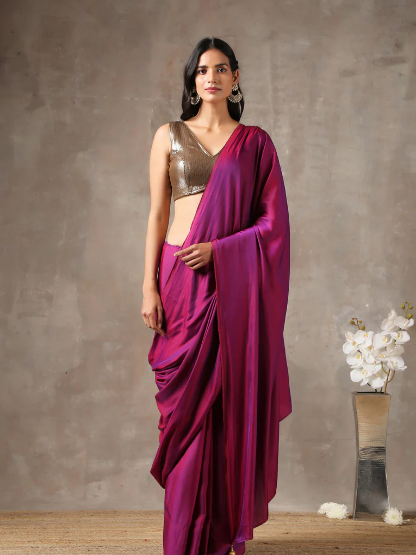 Dhiyona ST Plum Satin Saree