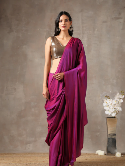 Dhiyona ST Plum Satin Saree