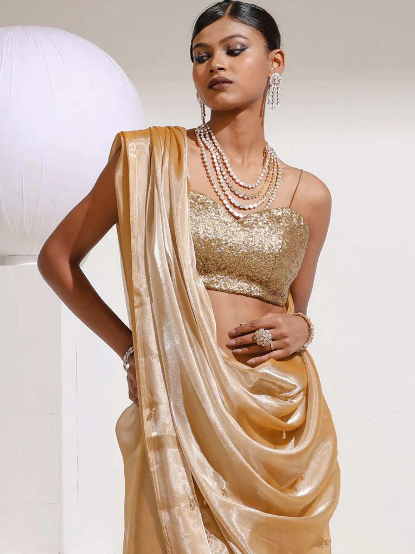 Dhiyona ST Blouse - Gold Sequin