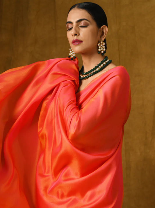 Dhiyona ST Pink & Orange Paradise Satin Saree