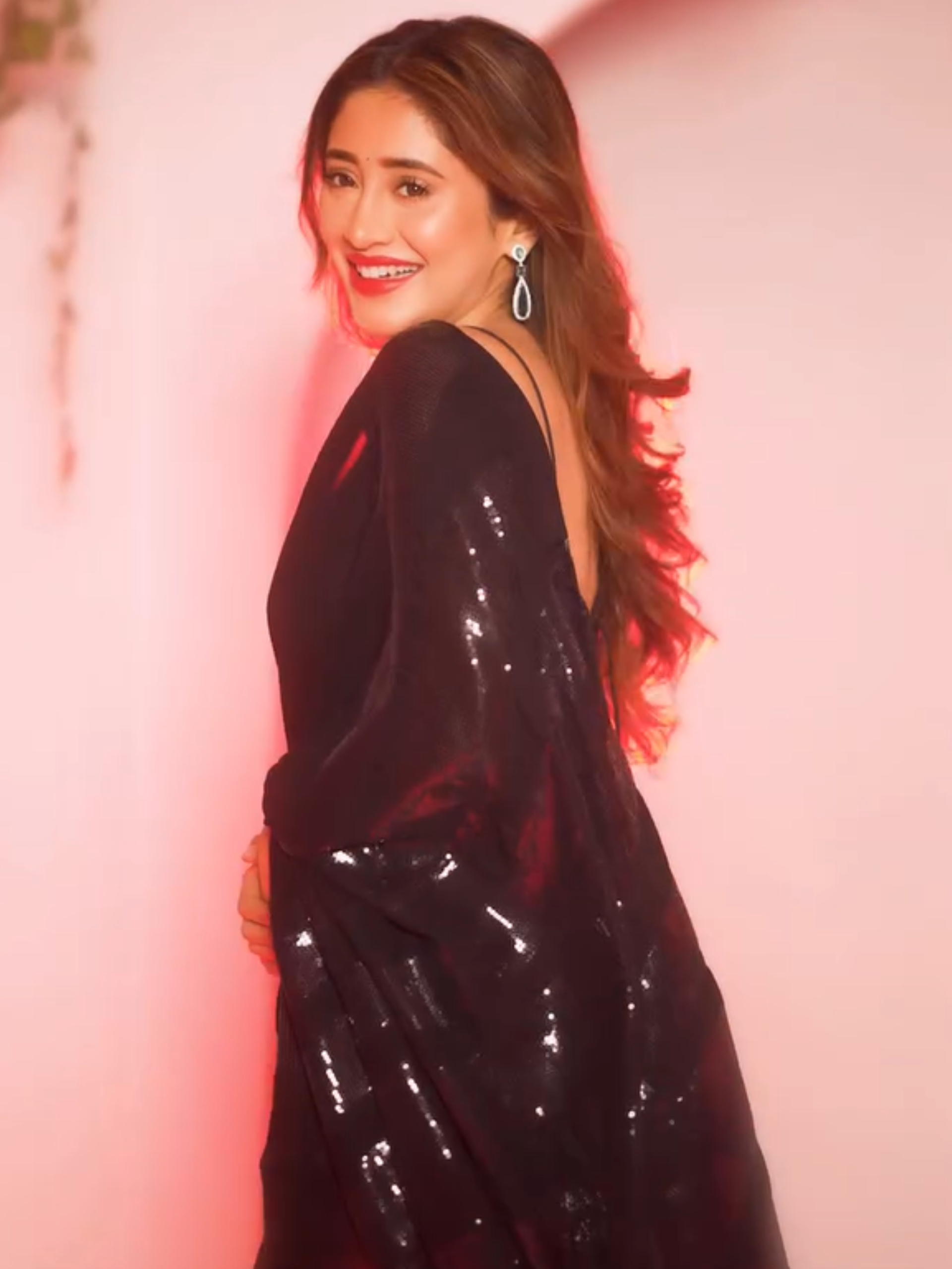 Dhiyona ST Black Red Carpet Look Saree with Black Sequins Patch work