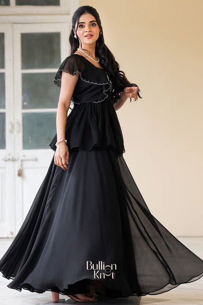 Dhiyona BN Celestial Indo Western in Black
