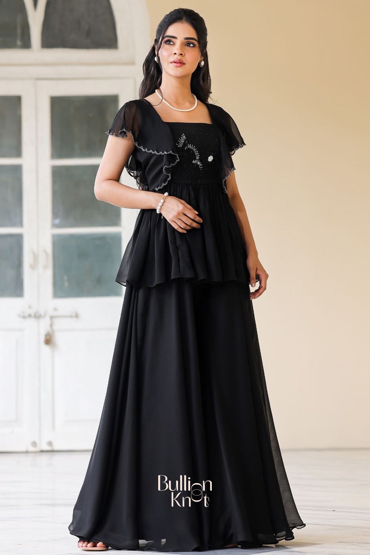 Dhiyona BN Celestial Indo Western in Black