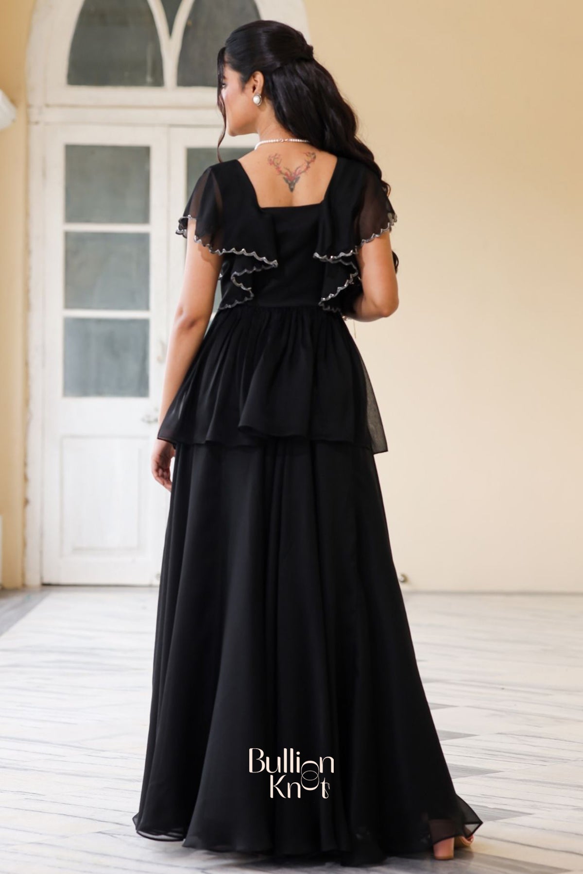 Dhiyona BN Celestial Indo Western in Black