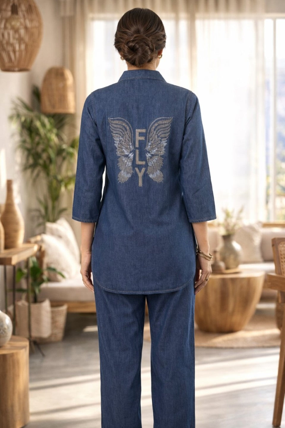 Prisha usafa denim co-ord set