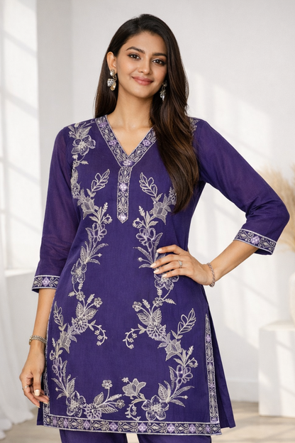 Anumeha Purple Work Co-ord Set