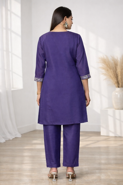 Anumeha Purple Work Co-ord Set