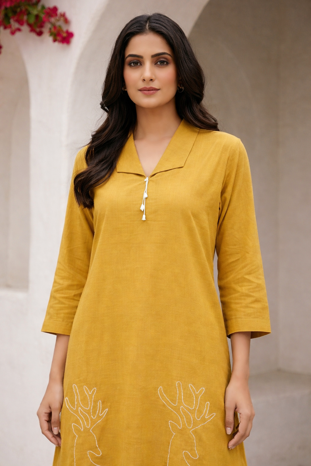 Sargi canary dori work cotton kurta pant set