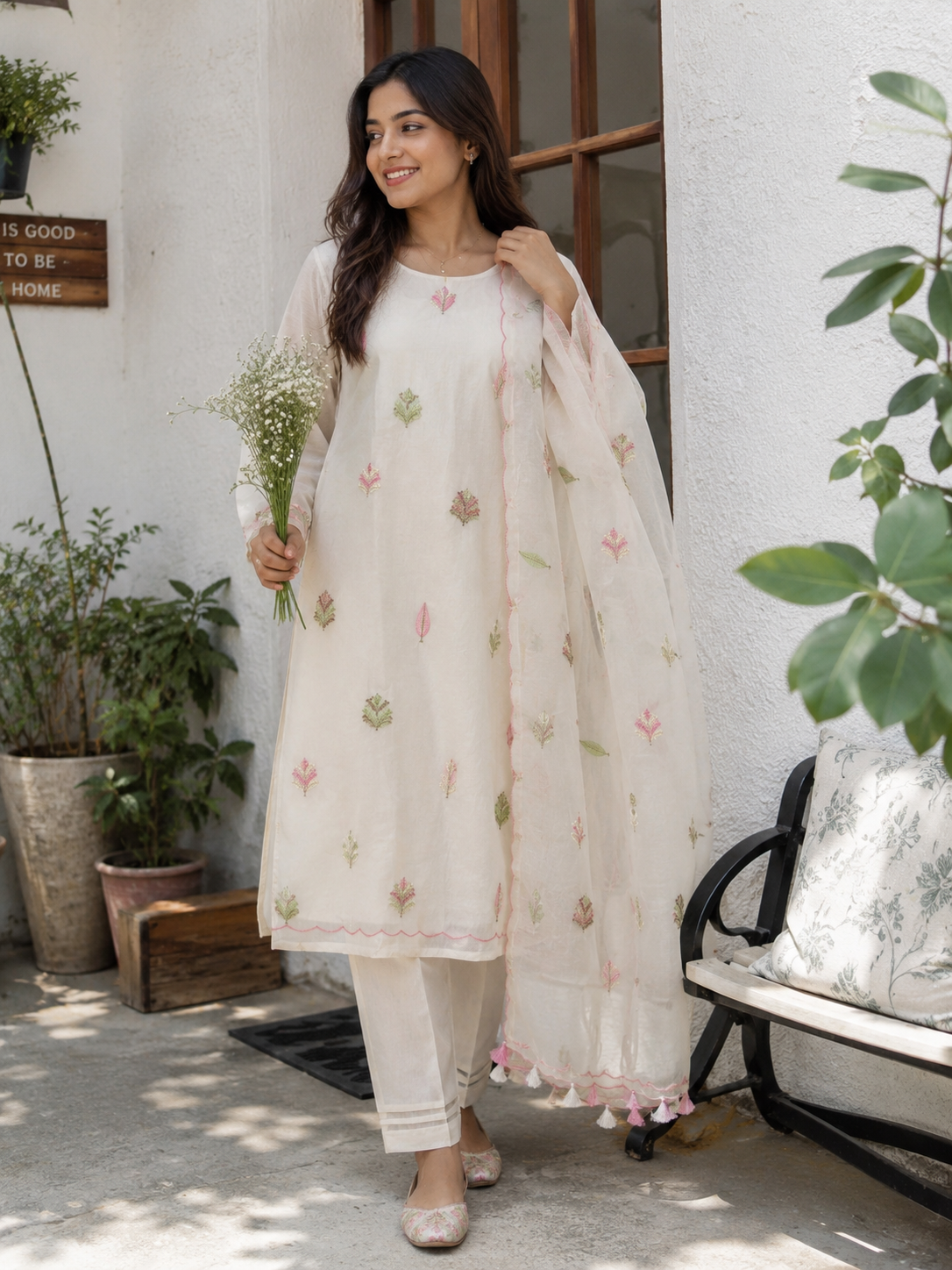 Dhiyona HH Mehr Mul Chanderi Suit Un-stitched – Blush Meadow