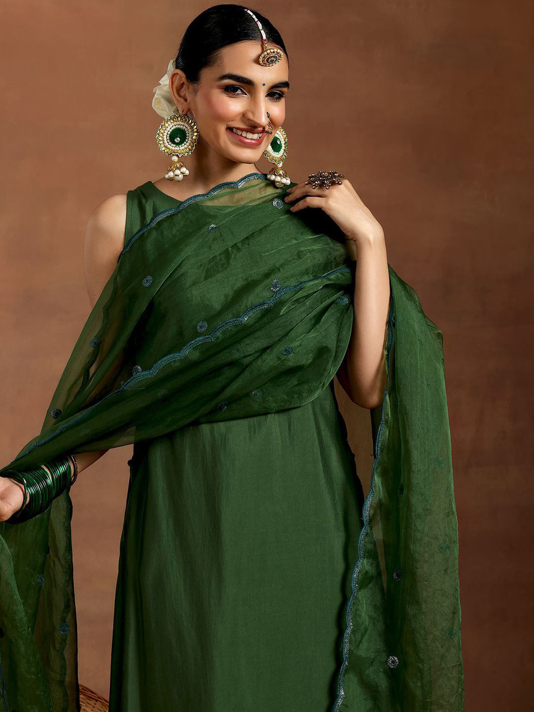 Straight Kurta With Palazzos & Dupatta