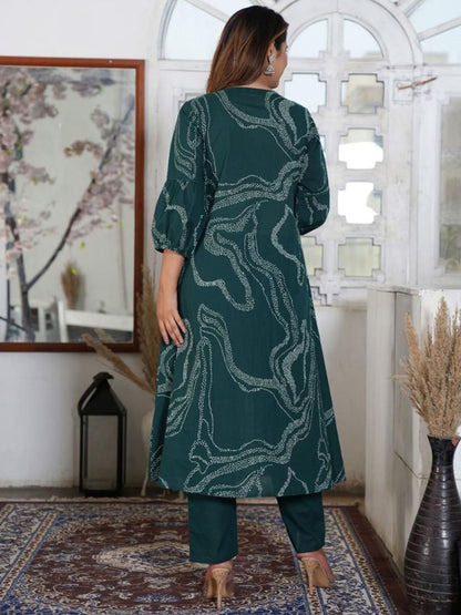 Dhiyona KL Women Printed Regular Pure Cotton Kurta with Trousers & With Dupatta