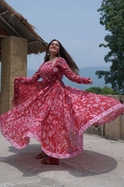 Dhiyona BN Alakhya Anarkali (Dress) in Red