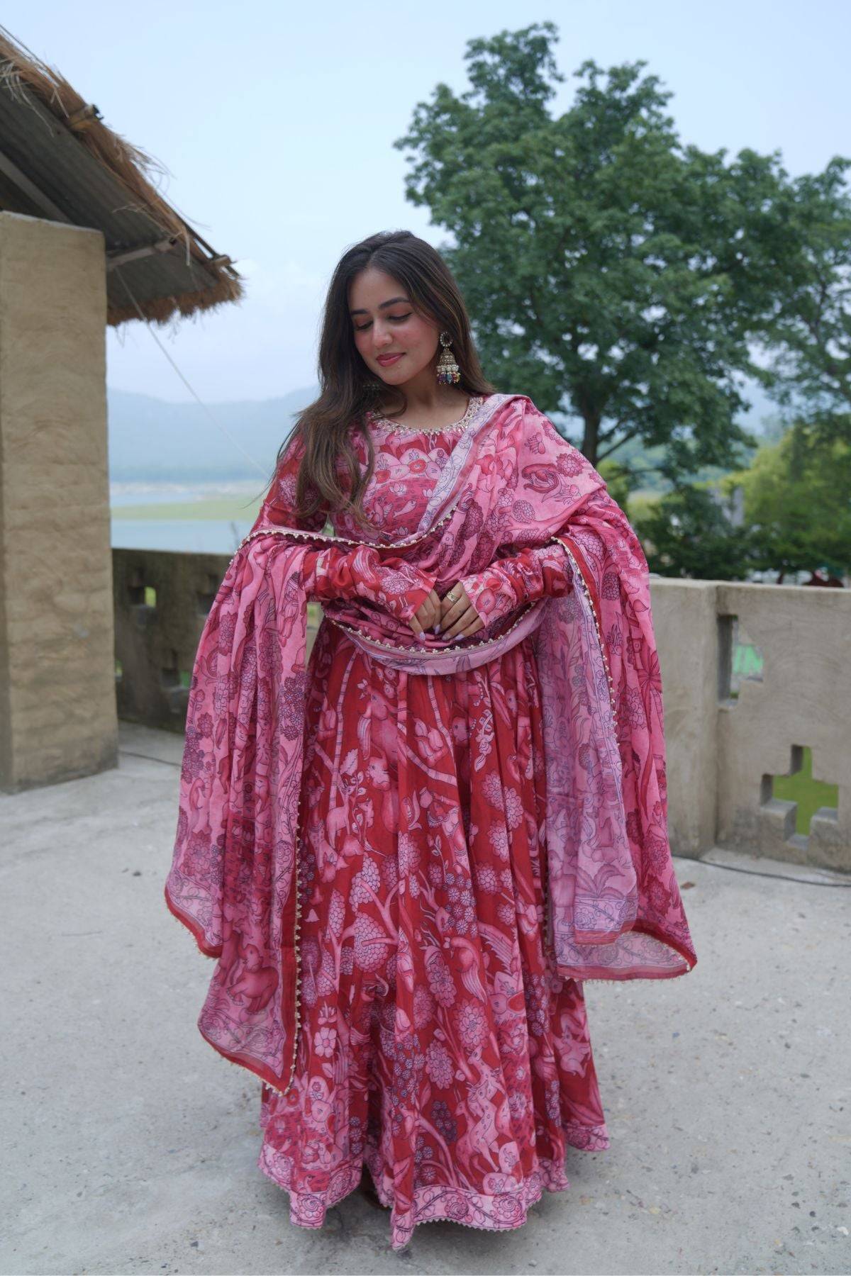 Dhiyona BN Alakhya Anarkali (Dress) in Red