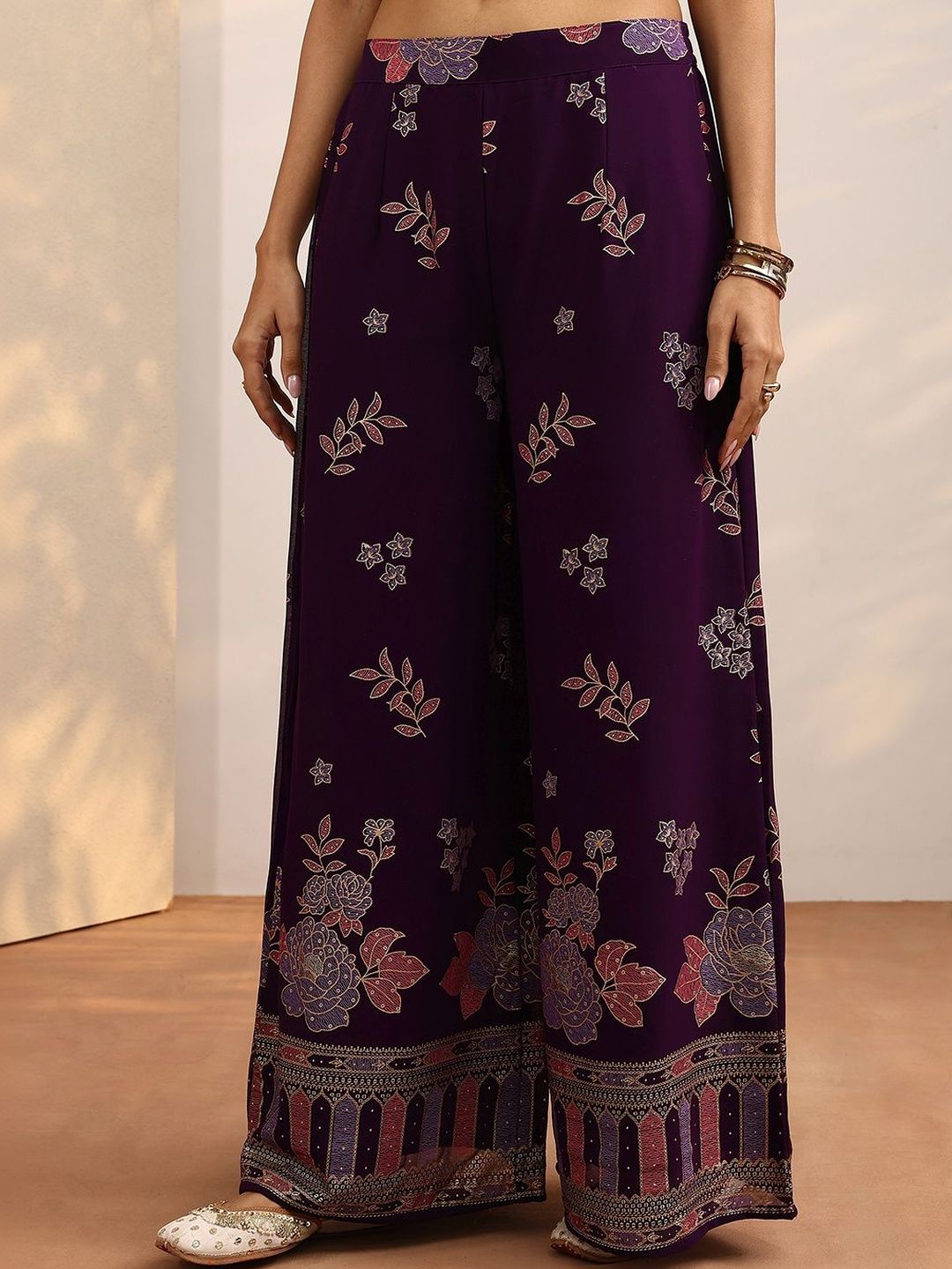 Dhiyona LL Women Ethnic Motifs Printed Regular Thread Work Kurta with Palazzos & With Dupatta