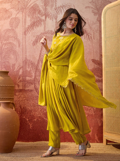 Embroidered & Zari-Detailed A-Line Kurta Sets With Dupatta