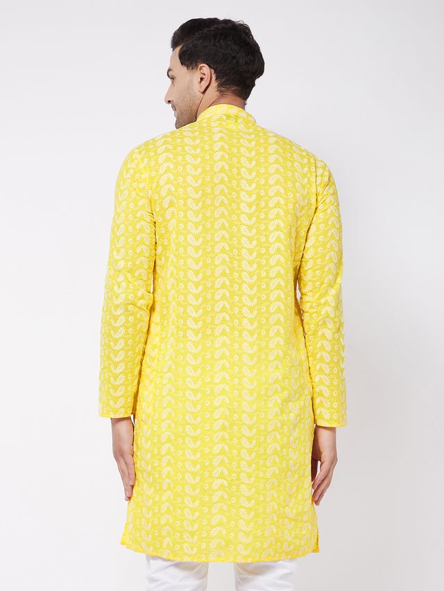 Men's Mustard Pure Cotton Straight Kurta
