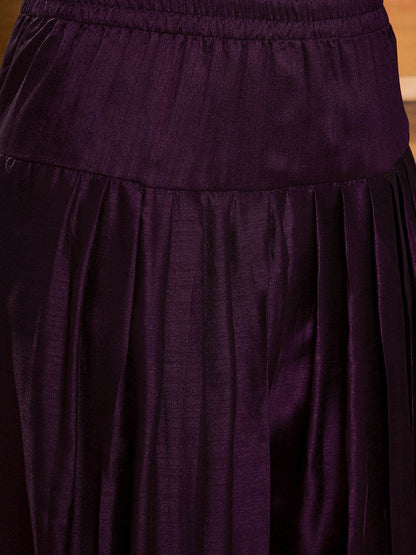 Zari & Sequin Embroidered A-Line Kurta & Salwar With Dupatta