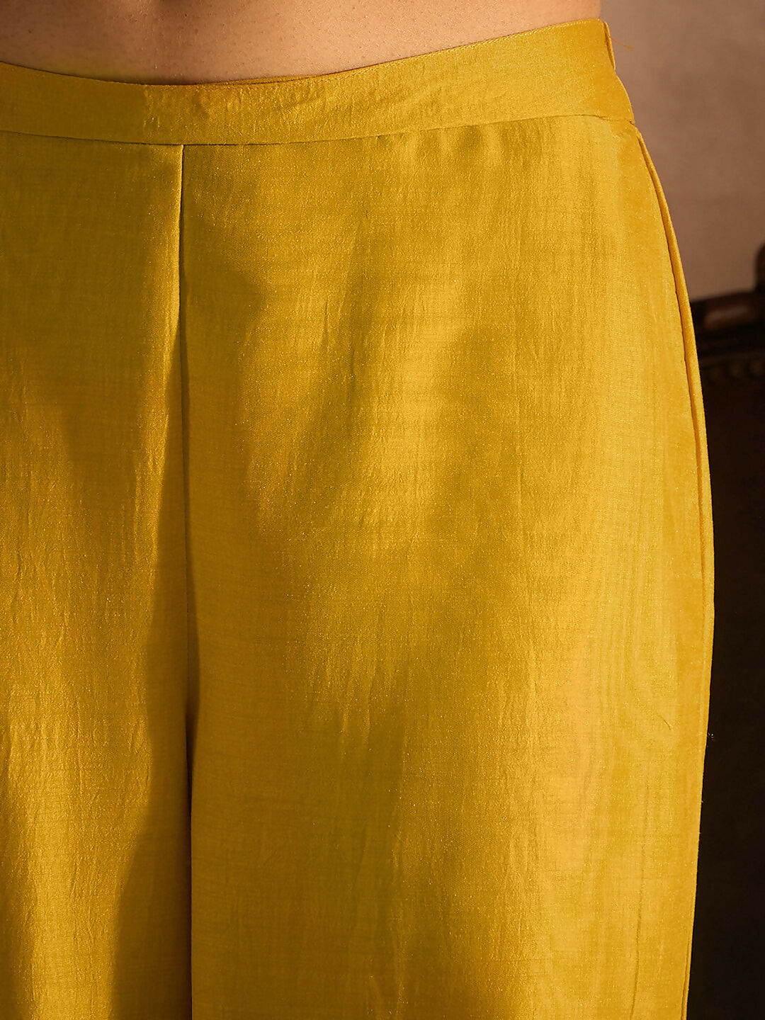 Women's Yellow Embroidered Straight Kurta Trousers With Dupatta set