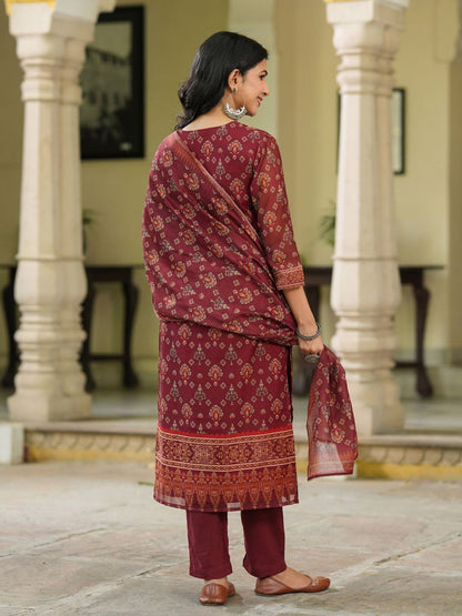Dhiyona RR Women's Ethnic Motifs Printed Kurta with Trousers & Dupatta