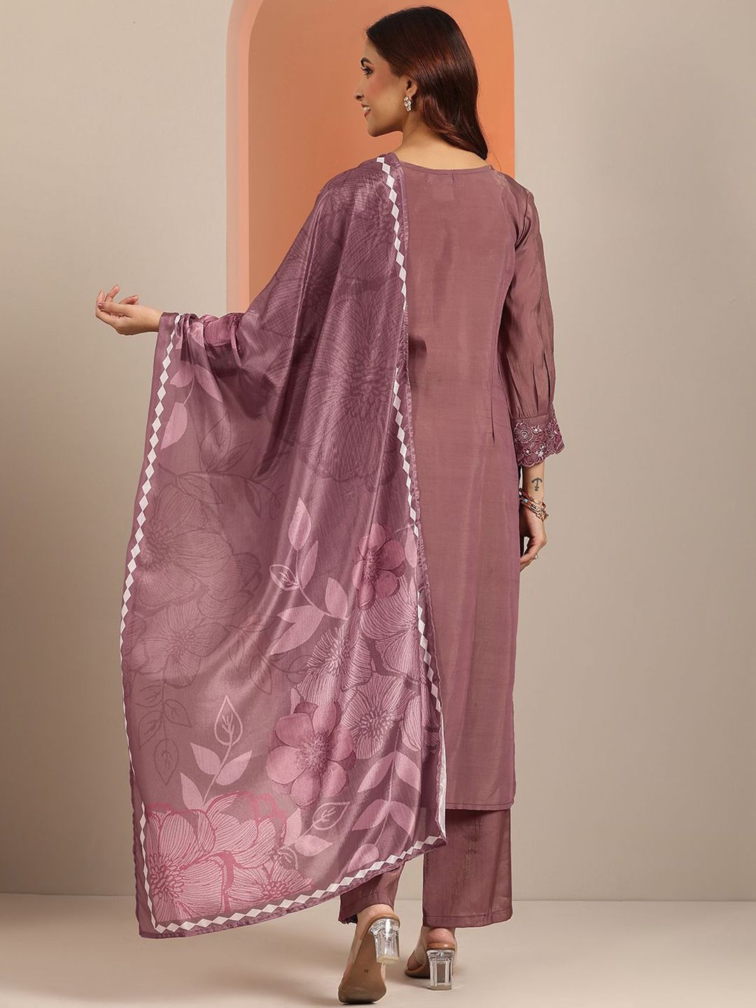 Dhiyona LL Women Floral Embroidered Kurta with Palazzos & Dupatta