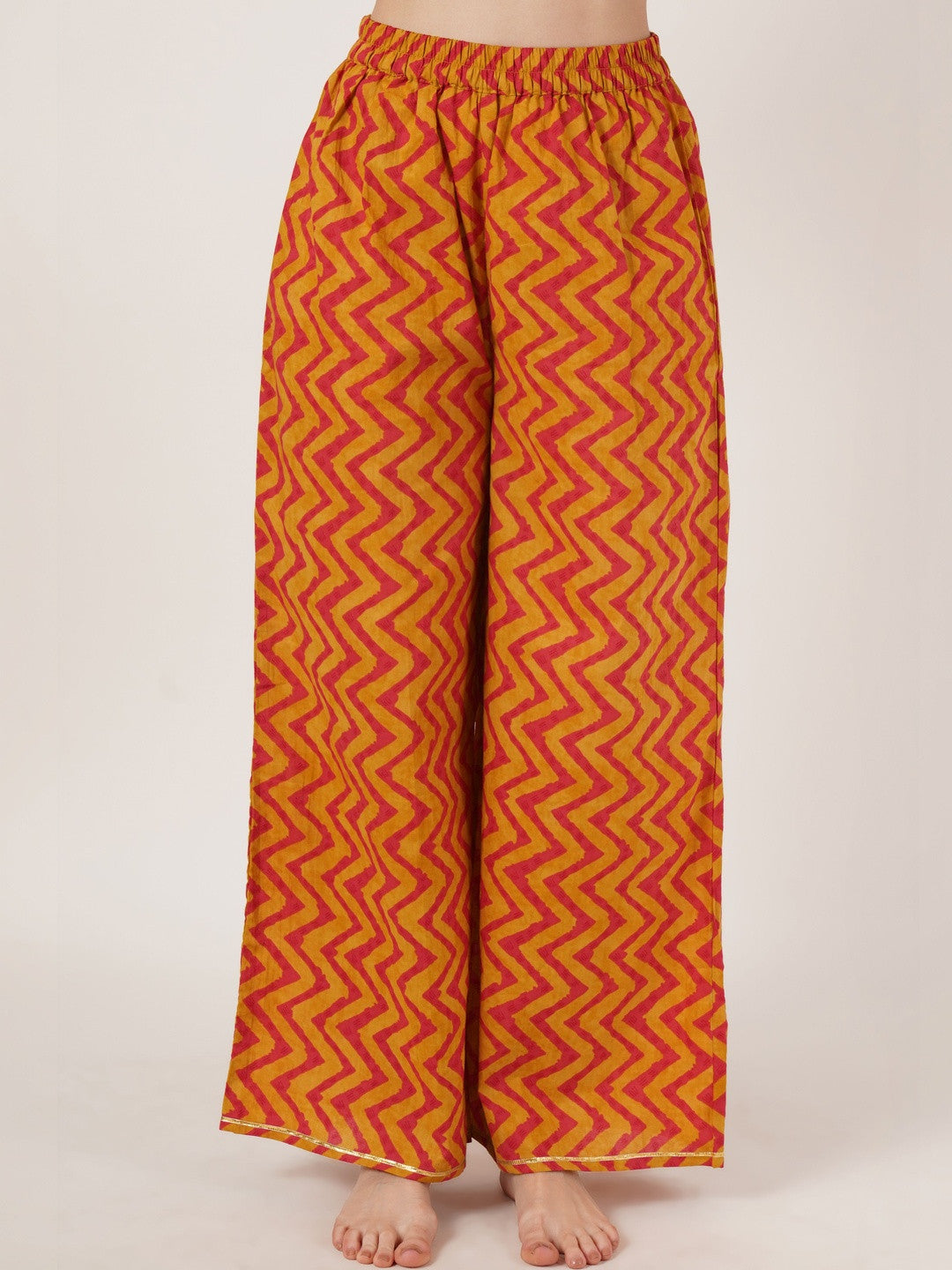 Women Floral Printed Angrakha Pure Cotton Kurta with Palazzos