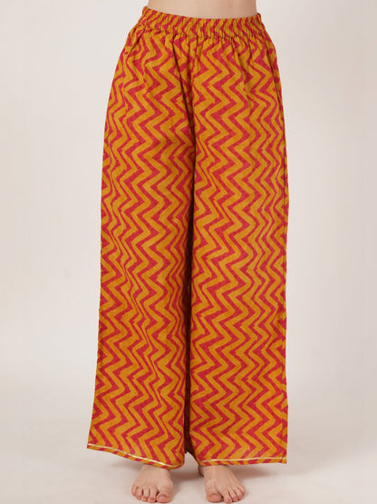 Women Floral Printed Angrakha Pure Cotton Kurta with Palazzos