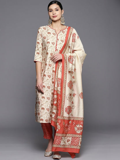 Women Floral Printed Regular Kurta with Trousers & With Dupatta