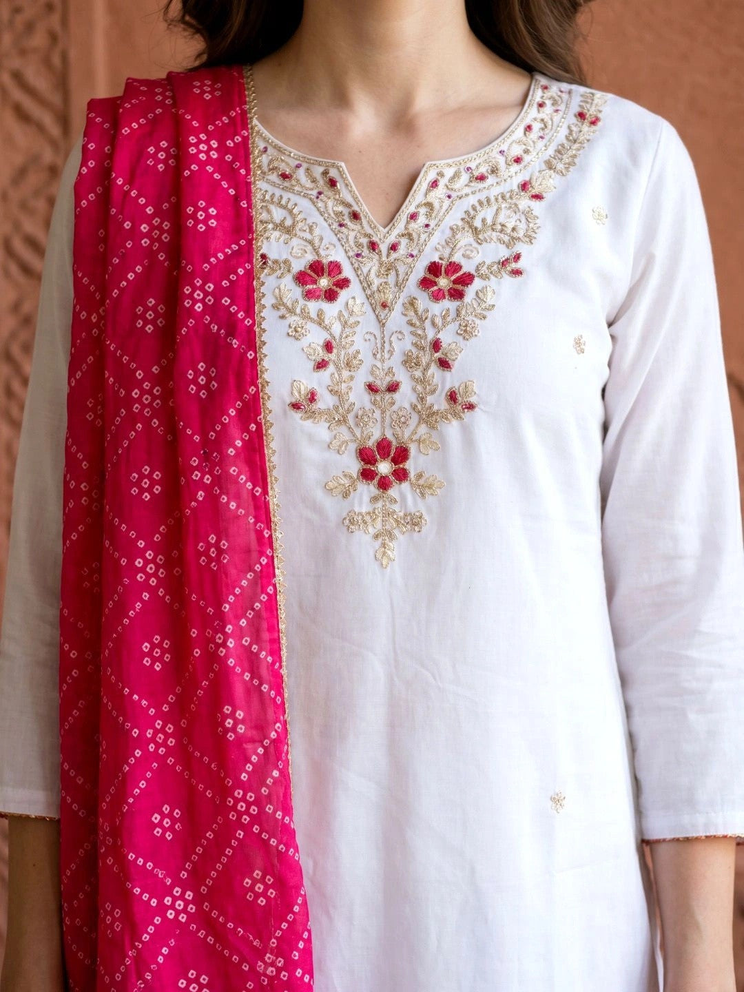 Women Ethnic Motifs Embroidered Regular Thread Work Kurta with Trousers & With Dupatta