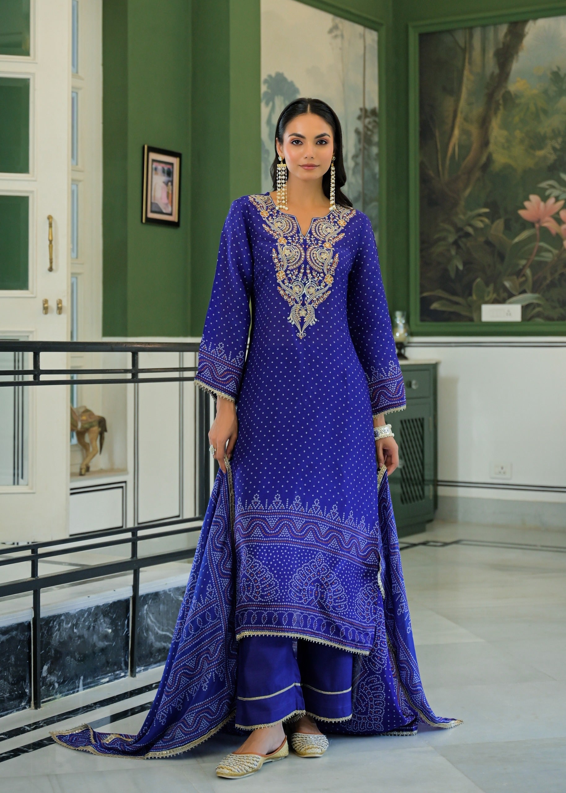 Dagdai Prussian Emboridery Full Work Suit Set