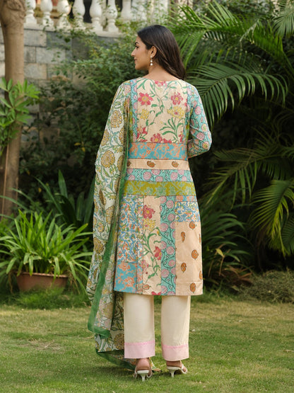 Dagdai Salmon Cotton Lawn Suit Set