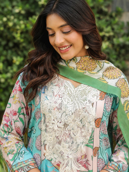 Dagdai Salmon Cotton Lawn Suit Set