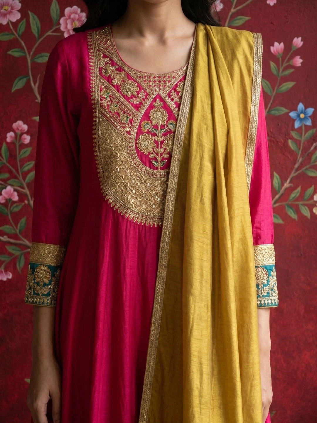 Women Ethnic Motifs Embroidered Regular Kurta with Trousers & With Dupatta