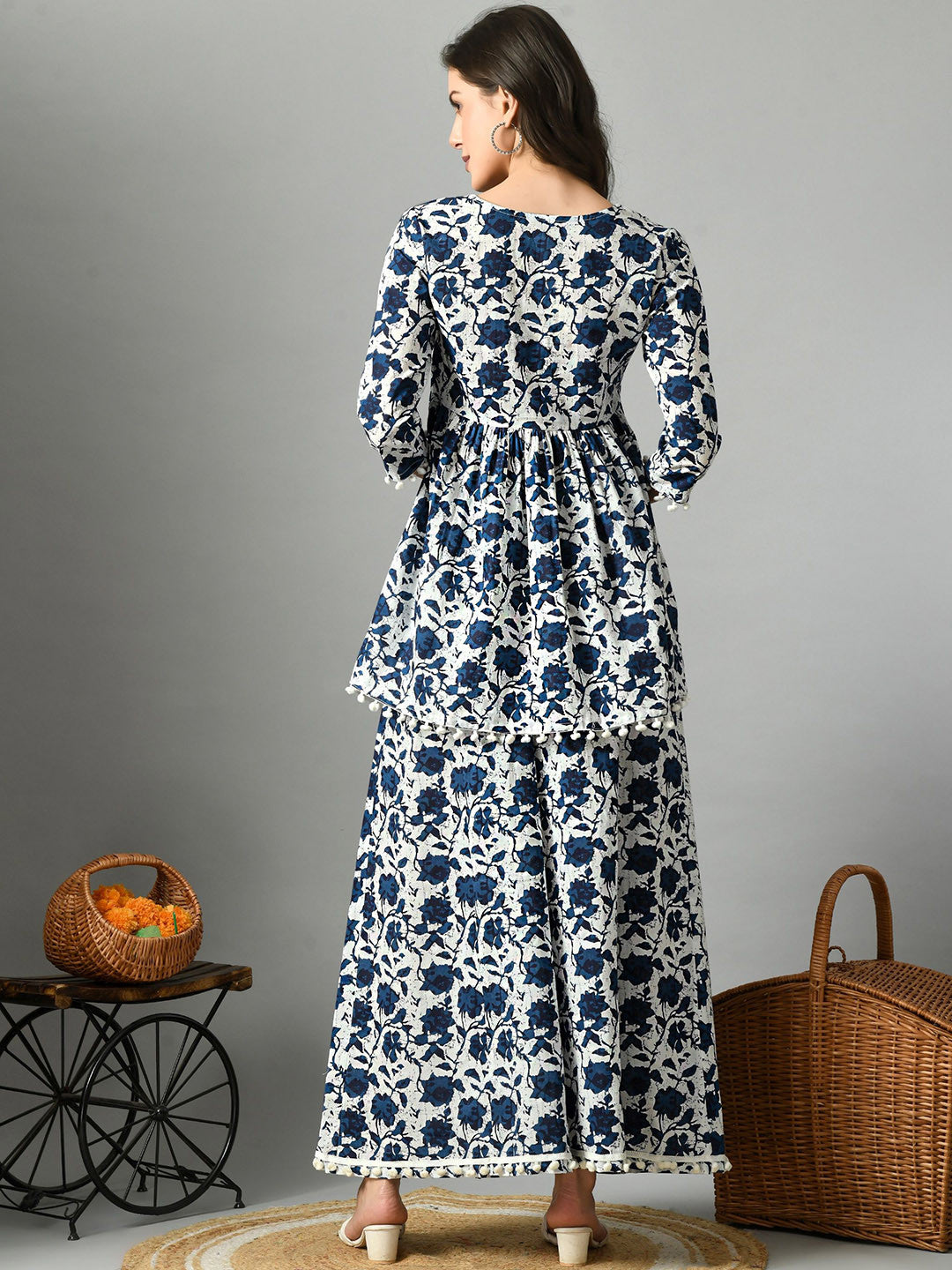 Floral Printed Pure Cotton Kurta with Palazzos