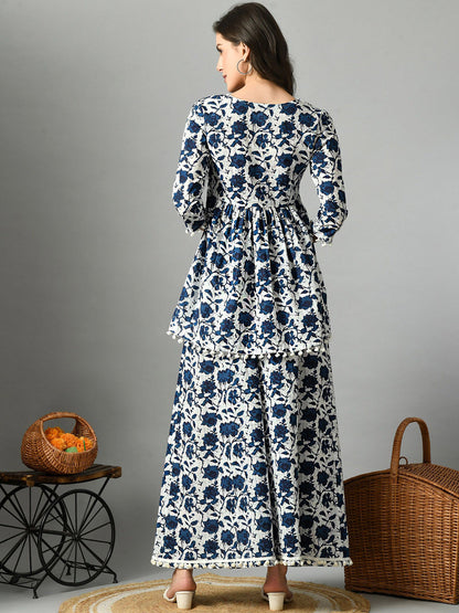 Floral Printed Pure Cotton Kurta with Palazzos