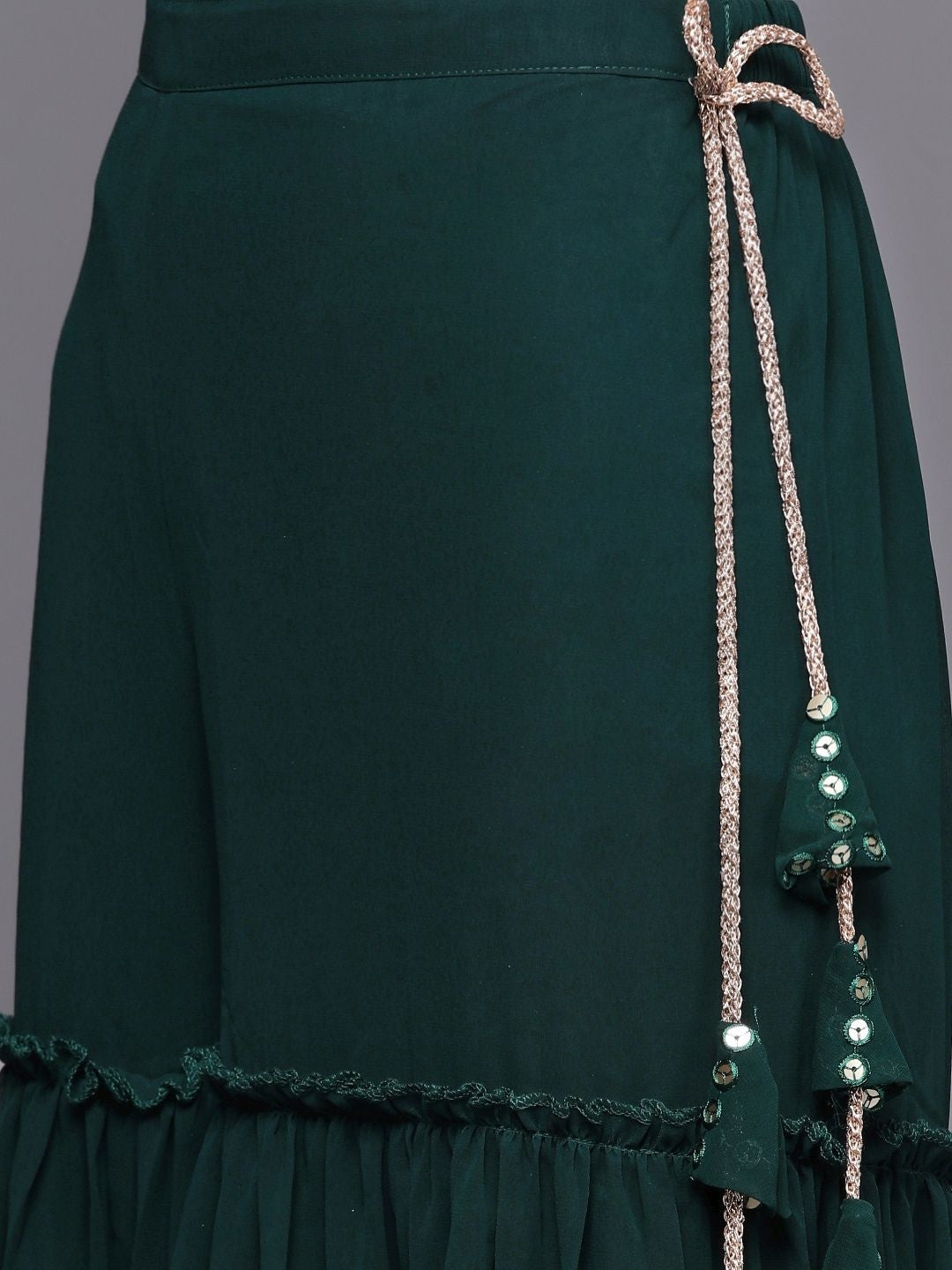 Women Ethnic Motifs Embroidered Regular Sequinned Kurta with Sharara & With Dupatta