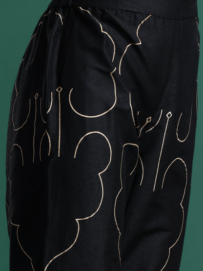Foil Printed A-Line Kurta & Trousers Set