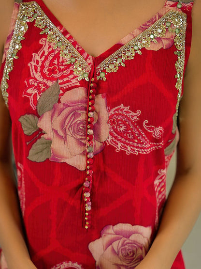 Dhiyona HOP Women Floral Printed Kurta with Sharara & Dupatta